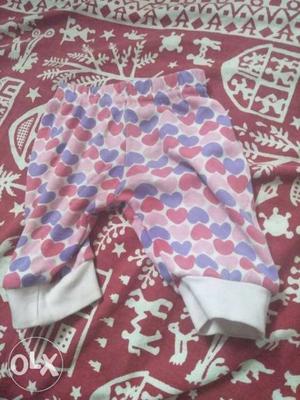 Toddler's Pink And Purple Heart Print Pants