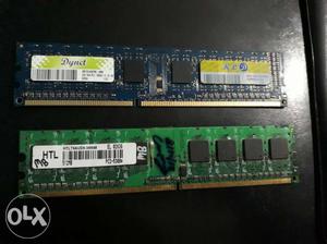 Two Blue And Green Ddr3 2gb and 512 mb ram free
