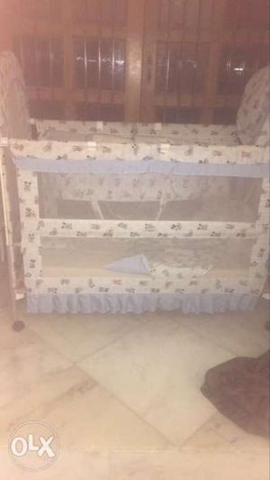 Baby cot with cradel, pole with net all around,