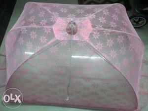 Baby's Pink Floral Mesh Dome Cover