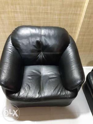 Black Leather Sofa 2 sets