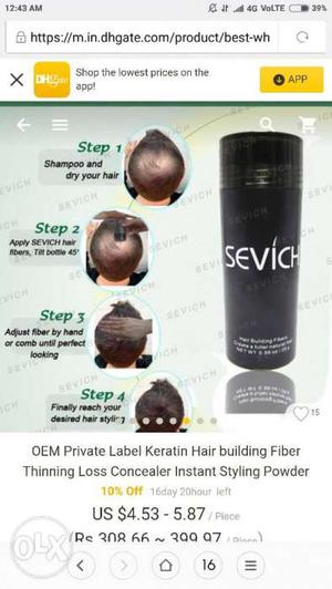 Black Sevich Hair Fibers Bottle With Box for men and women