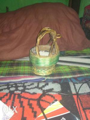 Green And Brown Wooden Basket