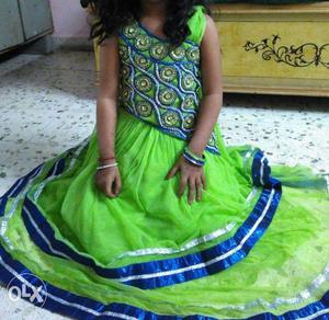 PARTY FROCK with KOTI - Green Color - Girls - 4 to 5 Years