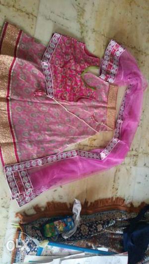 Pink lehanga choli with long dupatta (for girls