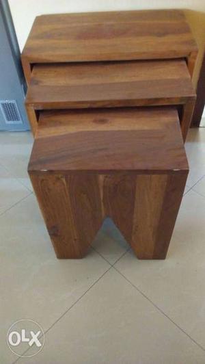 Pure Teak Wood side tables set of 3