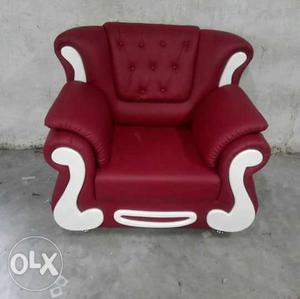 Red And White Wooden Armchair