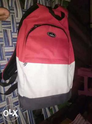 Red, White, And Black Striped Backpack