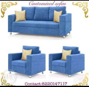 Richlook blue colour sofa with sandal colour