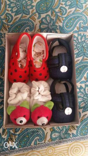 Three Pairs Of Toddler's Shoes With Box for 6-9 months old