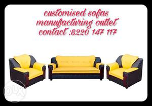 Yellow and black colour custom made sofa
