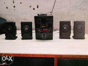 Black Sony 4.1 Channel Speakers
