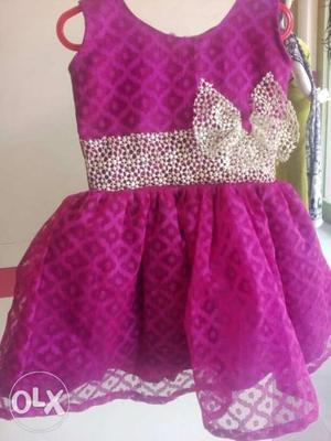Children's Purple And Silver Sleeveless Dress