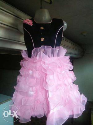 Pink Tulle Ruffled Skirt