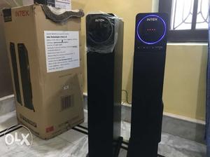 Two Black Intex Multimedia Speakers With Box