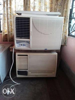 Two White Window-type Air Conditioners