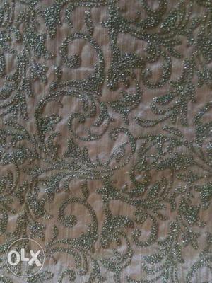 Beige And Brown Floral Glittered Textile