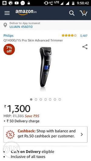 Black Philips QT Pro Skin Advanced Trimmer