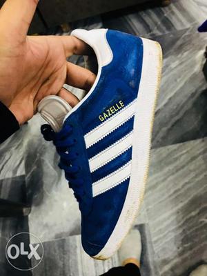 Blue And White Adidas Gazelle Low-top Sneaker