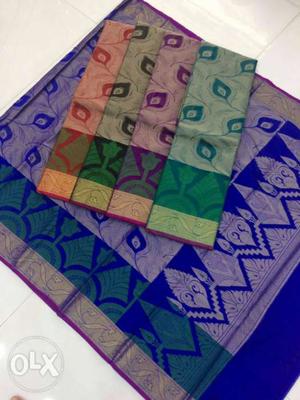 Blue, Green, And Purple Textiles