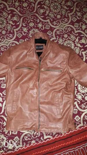 Brown Leather Zip-up Jacket