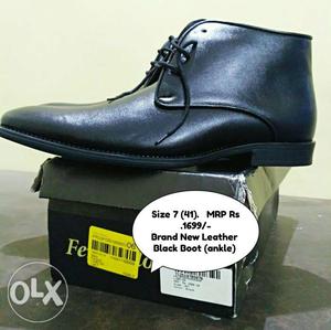 FERRAIOLO Black Leather shoe. size 7UK