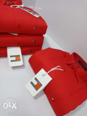 Four Red Tommy Hilfiger Dress Shirts