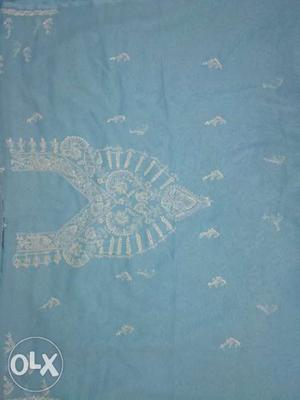 Georgette Sky Blue Chicken Suit Length With Light