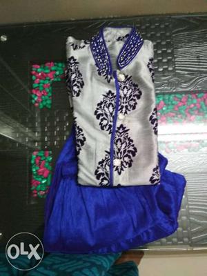 Gray And Purple Damask Traditional Dress