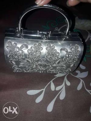 Gray Floral Handbag