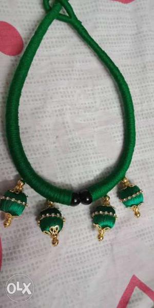 Green Silk Thread Necklace