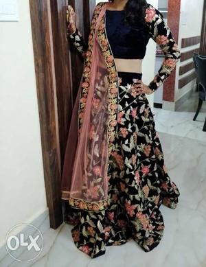 Lehenga with complete hand work design along with