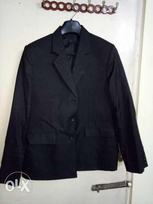 Men's Black Notched Lapel Suit Jacket