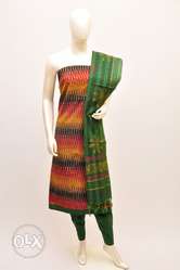 Multicolored Tube Dress And Green Scarf