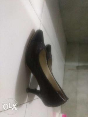 Pair Of Black Leather Almond-toe Pumps