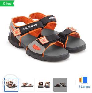 Pair Of Gray-and-orange Lee Cooper Hiking Sandals