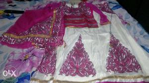 Pink and white lehga choli for sale 800. use only