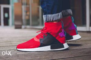 Red-white-and-black Adidas NMD