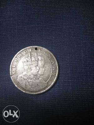 Round Silver-colored George V Mary Coin