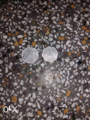Silver-colored 2 And 3 Indian Paise Coins