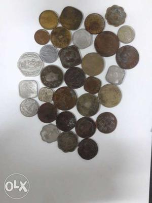 Silver-colored And Brown Coin Collection