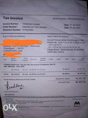 Tax Invoice Sheet