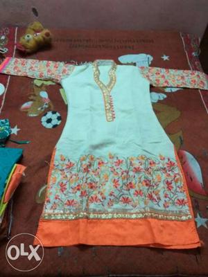 Teal And Orange Floral Indian Traditional Dress
