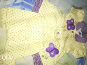 Toddler's Yellow And Purple Dress With Pants
