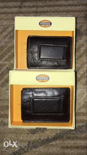 Two Black Fossil Leather Wallets