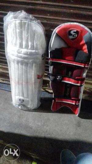 White-red-and-black SG Cricket Batting Pads