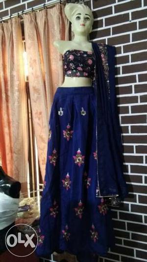 Women's Blue, Pink, And Green Ghagra Choli Traditional Dress