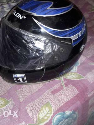Black And Blue Full-face Motorcycle Helmet