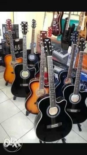 Black And Orange Cutaway Acoustic Guitar Lot