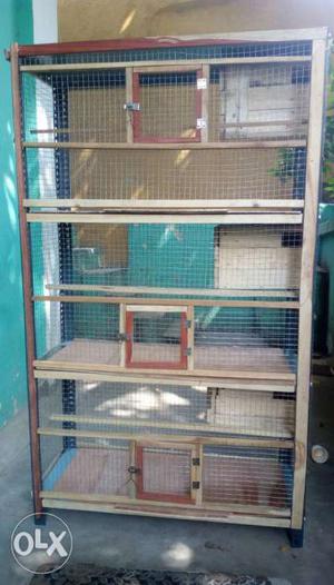 Brown And Red Wooden Pet Cage